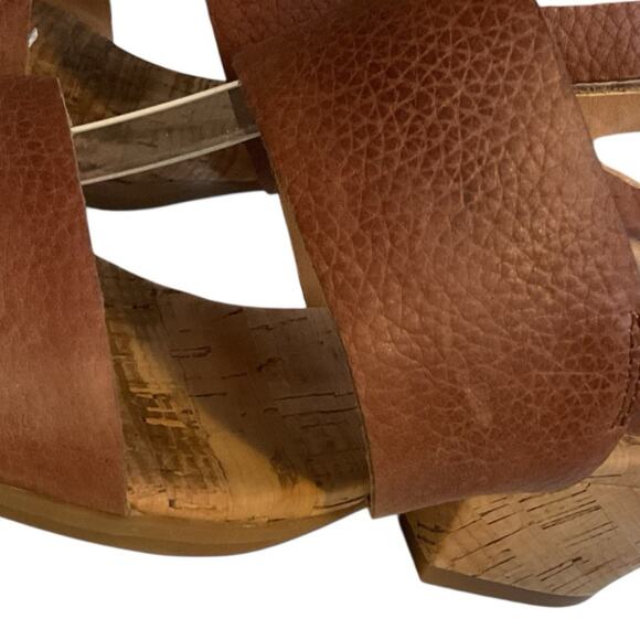 Kork Ease Sandals Minihan Tan Pebble Leather Womens Size 8M Cork Wedge Comfy - Picture 7 of 14